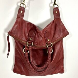 Maurizio Taiuti Burgundy Leather Hobo Bag